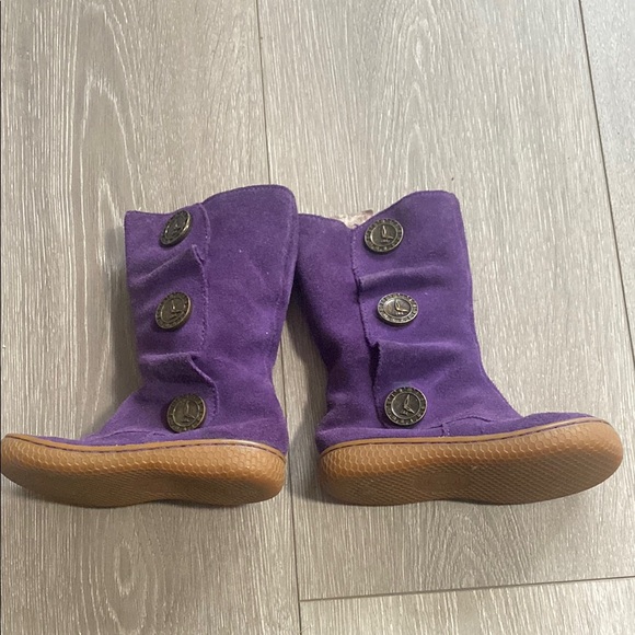 Live and Luca Toddler Girls Sz 6 6T 6c Purple Suede Button Leather Boots Tall - Picture 4 of 8